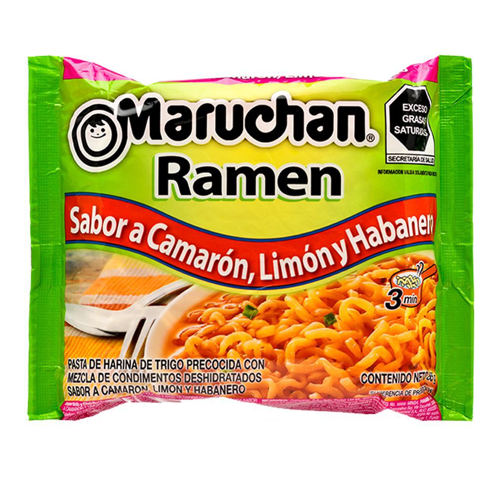 Maruchan ramen camaron, limon y habanero 24 pz